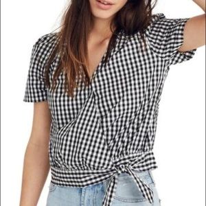 Madewell Gingham Wrap Top